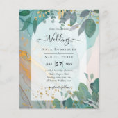 LeahG Seaglass Ink Aquamarin Gold Greenery Wedding (Vorderseite)