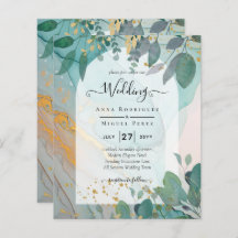 LeahG Seaglass Ink Aquamarin Gold Greenery Wedding