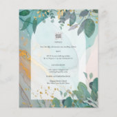 LeahG Seaglass Ink Aquamarin Gold Greenery Wedding Flyer (Hinten)