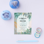 LeahG Seaglass Ink Aquamarin Gold Greenery Wedding Flyer (Einzeln)