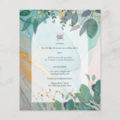 LeahG Seaglass Ink Aquamarin Gold Greenery Wedding Flyer (Hinten)