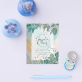 LeahG Seaglass Ink Aquamarin Gold Greenery Wedding Flyer (Einzeln)