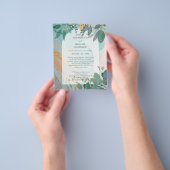 LeahG Seaglass Ink Aquamarin Gold Greenery Wedding Flyer (Gruppe)