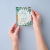 LeahG Seaglass Ink Aquamarin Gold Greenery Wedding Flyer (Gruppe)