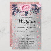 LeahG Silver Navy Rosegold PInk Floral Wedding (Vorne/Hinten)