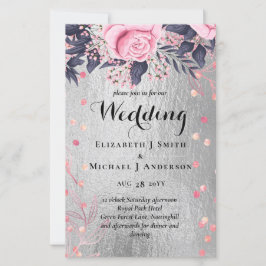 LeahG Silver Navy Rosegold PInk Floral Wedding