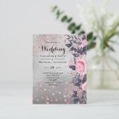 LeahG Silver Navy Rosegold PInk Floral Wedding (Stehend Vorderseite)