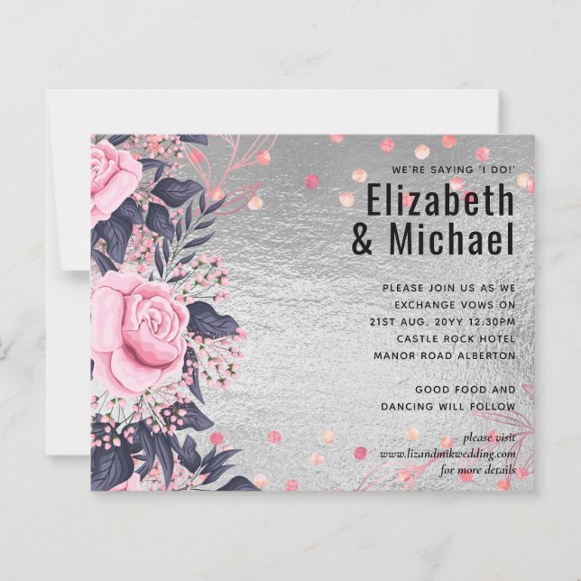 LeahG Silver Navy Rosegold PInk Floral Wedding (Vorderseite)