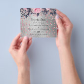 LeahG Silver Navy Rosegold PInk Floral Wedding Flyer (Gruppe)