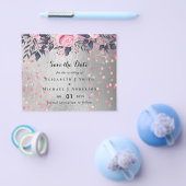 LeahG Silver Navy Rosegold PInk Floral Wedding Flyer (Einzeln)