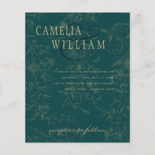 LeahG Smaragdgrün Gold Vintage Botanische Hochzeit Flyer