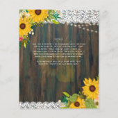 LeahG Sonnenblumen Hochzeit rustikales Holz Spitze Flyer (Hinten)