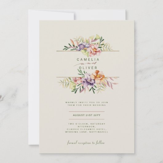 LeahG Summer Boho Blume Wedding Einladung (Vorderseite)