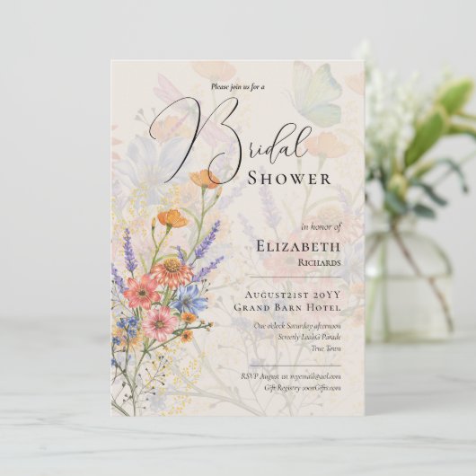 LeahG Summer Boho Blume Wedding Einladung (Stehend Vorderseite)