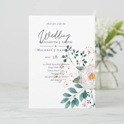 LeahG Summer White Rose Rustic Boho Floral Wedding (Stehend Vorderseite)