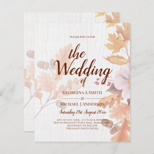 LeahG Terracotta Herbstlaubs Wedding Einladung (Vorne/Hinten)