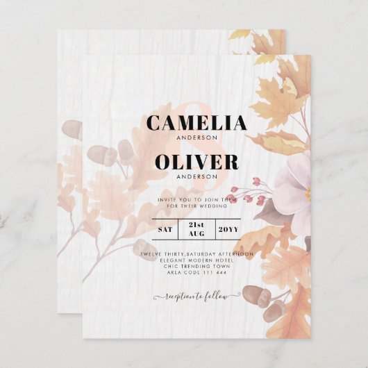 LeahG Terracotta Herbstlaubs Wedding Einladung (Vorne/Hinten)
