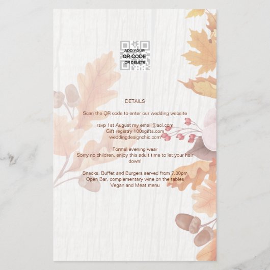 LeahG Terracotta Herbstlaubs Wedding Einladung Flyer (Hinten)