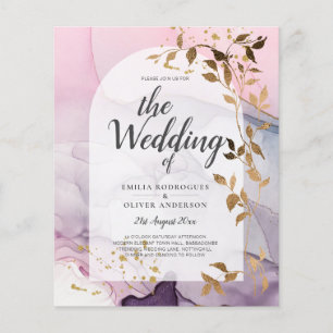 LeahG Tinte Ombre Lila Rosa Rosa Gold Hochzeit Flyer
