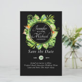 LeahG Tropical Blätter Beach Wedding Save the Date (Stehend Vorderseite)