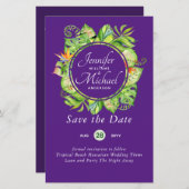 LeahG Tropical Blätter Beach Wedding Save the Date (Vorne/Hinten)