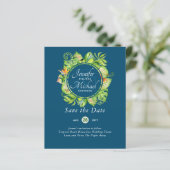 LeahG Tropical Blätter Beach Wedding Save the Date (Stehend Vorderseite)