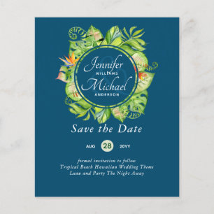 LeahG Tropical Blätter Beach Wedding Save the Date