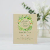 LeahG Tropical Blätter Beach Wedding Save the Date (Stehend Vorderseite)