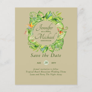 LeahG Tropical Blätter Beach Wedding Save the Date