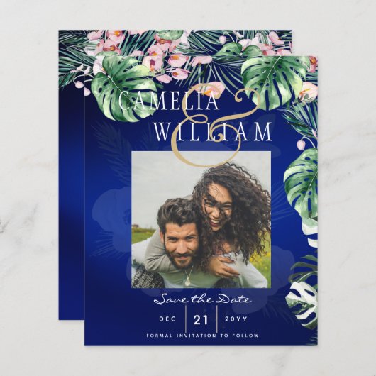 LeahG Tropical Blue Green Pink Floral Wedding (Vorne/Hinten)