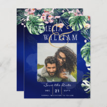 LeahG Tropical Blue Green Pink Floral Wedding