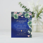LeahG Tropical Blue Green Pink Floral Wedding (Stehend Vorderseite)