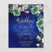 LeahG Tropical Blue Green Pink Floral Wedding (Vorderseite)