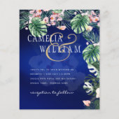LeahG Tropical Blue Green Pink Floral Wedding (Vorderseite)