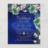 LeahG Tropical Blue Green Pink Floral Wedding (Vorderseite)