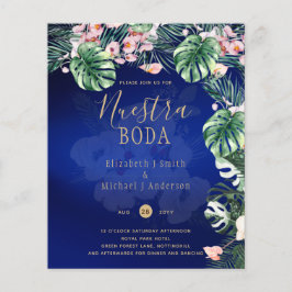 LeahG Tropical Blue Green Pink Floral Wedding Flyer
