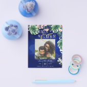 LeahG Tropical Blue Green Pink Floral Wedding Flyer (Einzeln)