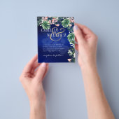 LeahG Tropical Blue Green Pink Floral Wedding Flyer (Gruppe)