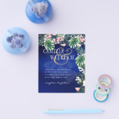 LeahG Tropical Blue Green Pink Floral Wedding Flyer (Einzeln)