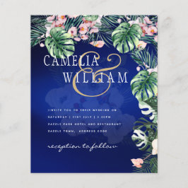 LeahG Tropical Blue Green Pink Floral Wedding Flyer