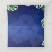 LeahG Tropical Blue Green Pink Floral Wedding Platzkarte (Innenseite Aufgefaltet)