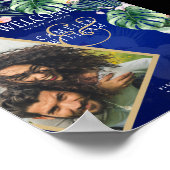 LeahG Tropical Blue Green Pink Floral Wedding Poster (Ecke)