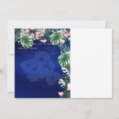 LeahG Tropical Blue Green Pink Floral Wedding Save The Date (Rückseite)