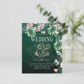 LeahG Tropical Green Pink Botanical Wedding (Stehend Vorderseite)