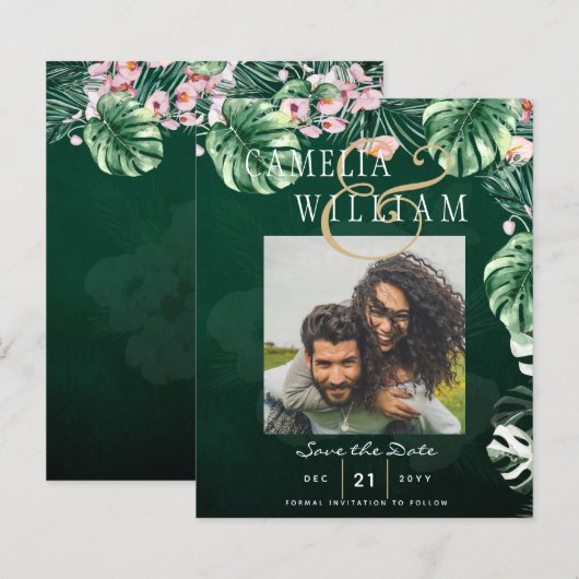 LeahG Tropical Green Pink Botanical Wedding (Vorne/Hinten)