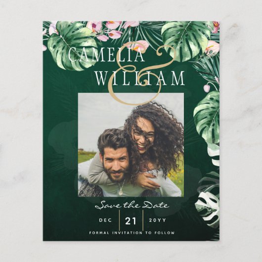 LeahG Tropical Green Pink Botanical Wedding (Vorderseite)
