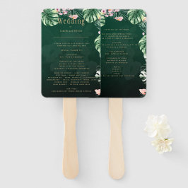 LeahG Tropical Green Pink Botanical Wedding Fächer