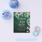 LeahG Tropical Green Pink Botanical Wedding Flyer (Einzeln)
