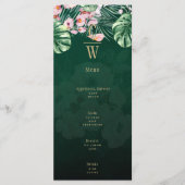 LeahG Tropical Green Pink Botanical Wedding Menükarte (Vorderseite)