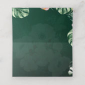 LeahG Tropical Green Pink Botanical Wedding Platzkarte (Innenseite Aufgefaltet)